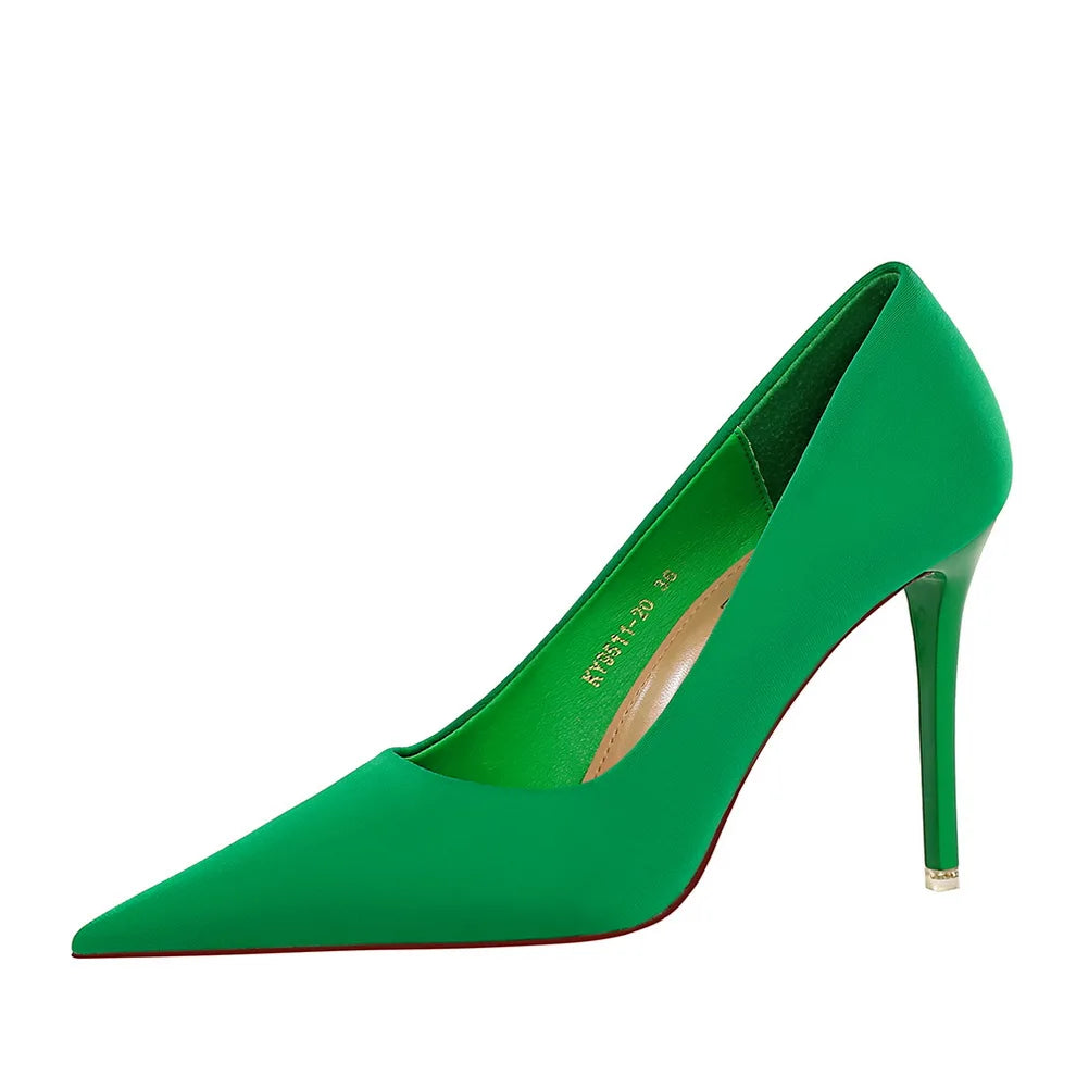 18249-2 BIGTREE European and American Fashion Women's Shoes Silk Banquet Women's High Heels