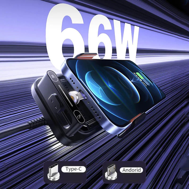 15W Wireless Car Charger with Infrared Sensor Auto Clamping Vent Mount One-Touch Rotation for Secure Fast Charging