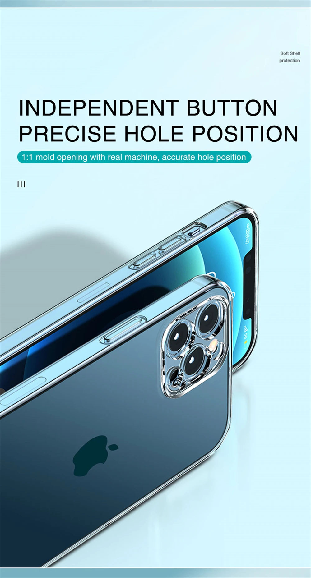 Clear Phone Case For iPhone 16 15 14 13 12 11 Pro Max Silicone Soft Cover For iPhone 13 Mini X XS Max XR 8 7 6 Plus Back Shell