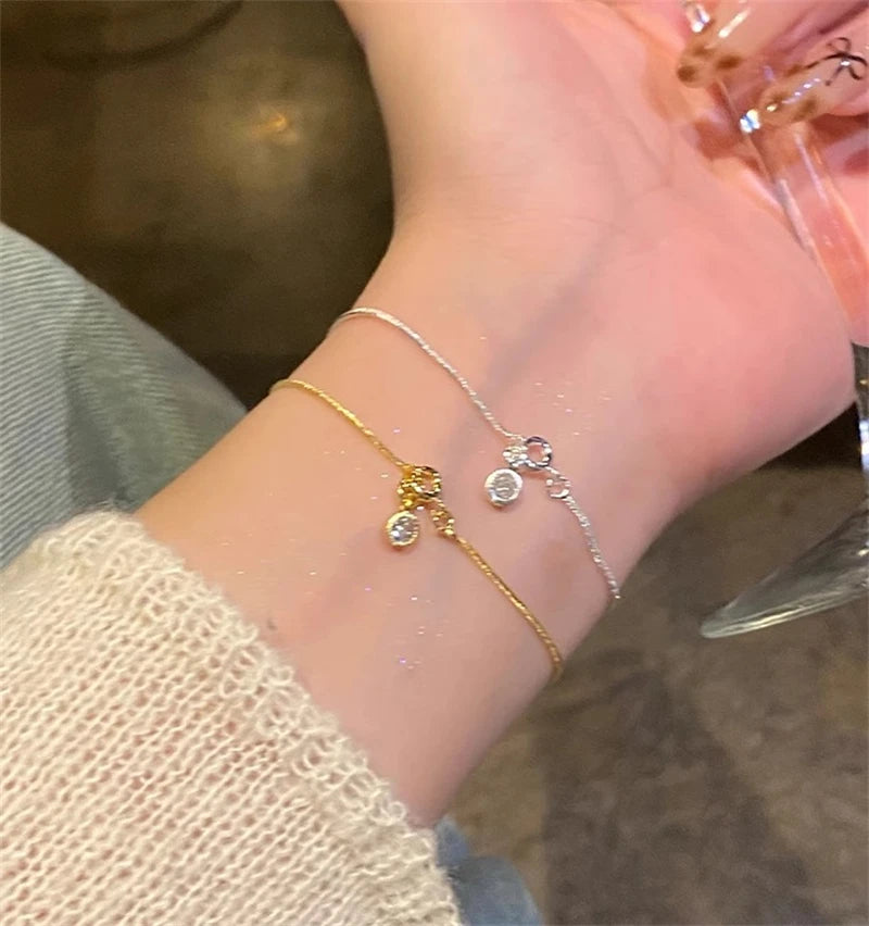 Luxury Stainless Steel Bracelet New High-End Minimalist Zircon Charm Blade Chain Women’s Bracelet Party Jewelry Gift