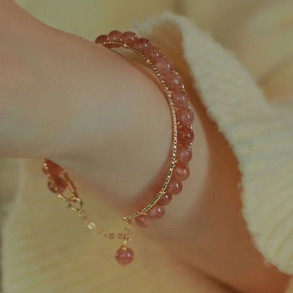 Round Jade Beaded Bracelet For Women Magnetic Bangle Butterfly Pendant Hand Chain Girls Exquisite Emerald Jewelry Birthday Gift