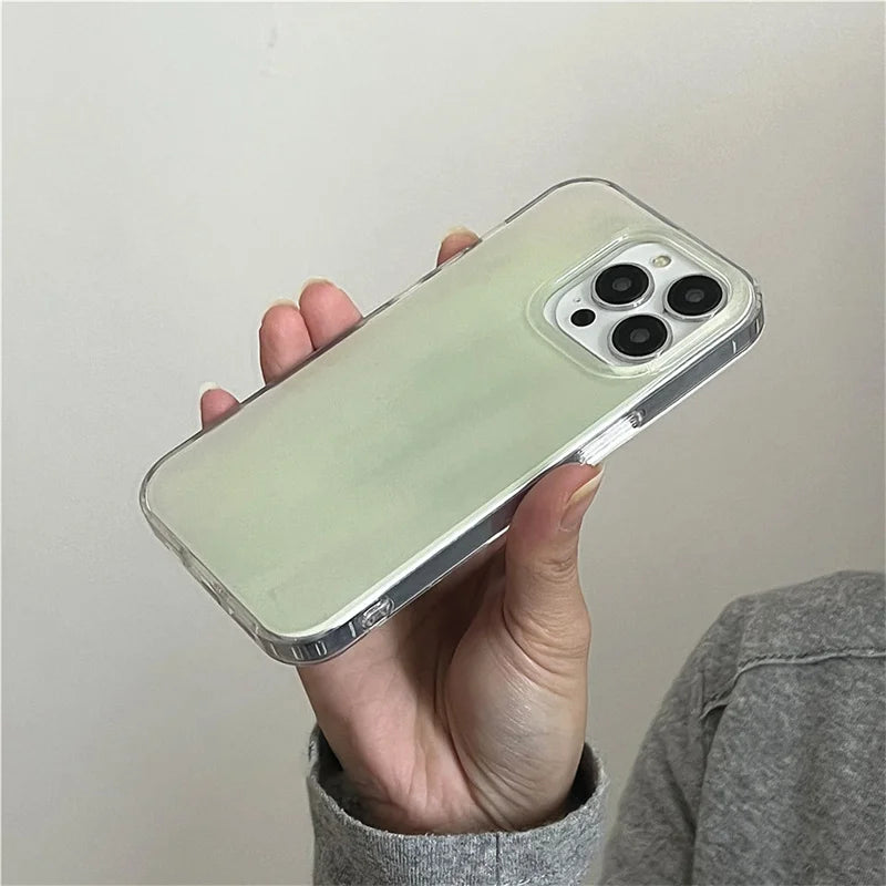 IPhone 13/14/16/17 Pro Max | Light Green | Simple and Fresh | Double Layer | IND for iPhone 11 12 13 14 15 16 17 Pro Max