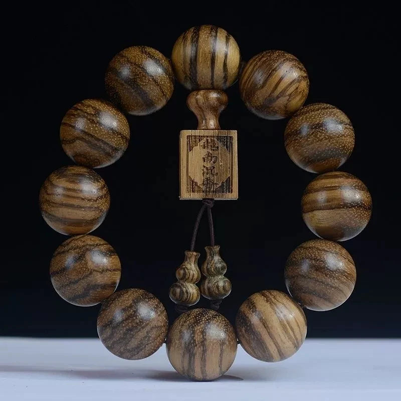 20mm Handmade Wood Carved Beaded Bracelet With Pendant For Men And Women Jewelry Gift