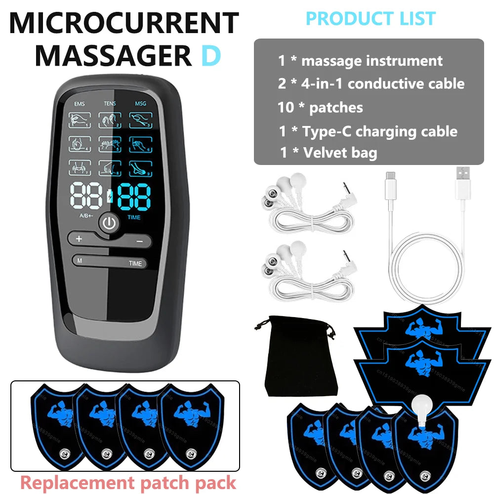 Electric 9 Modes Digital Therapy Muscle Stimulator Physiotherapy Microcurrent Tens electrostimulator EMS Pulse Body Massager