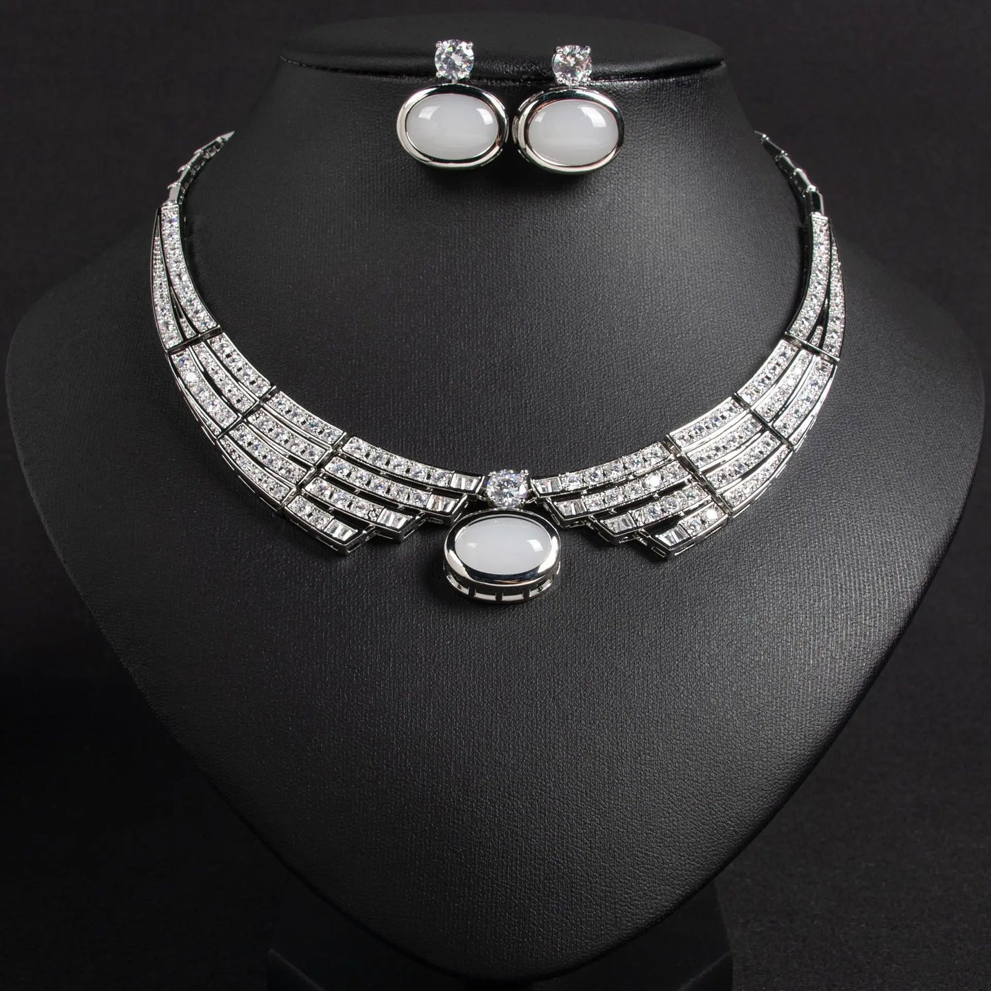 2 Piece Jewellery Set Exquisite Luxury Ladies Necklace Earrings Dress Party Wedding Bridal Hundred Stunning Accessories M-371