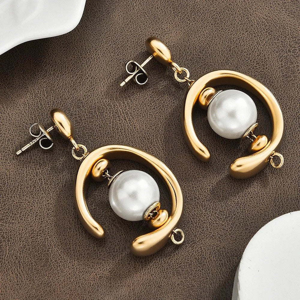 Pearl Jewelry Set, Gold Silver Necklace Earrings Bracelet Set, Elegant Wedding Party Jewelry For Women Gifts