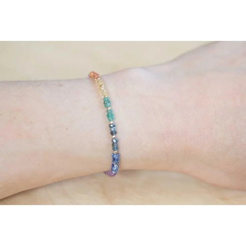 Exquisite rainbow gemstone bracelet, set with garnet, tourmaline, citrine, apatite and amethyst