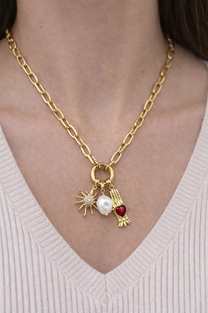 Stainless Steel Lock Removable Charm Hand Necklace