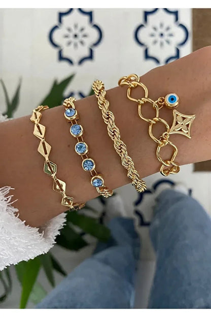 Turquoise Beaded Bracelet Set – Layered Stackable Boho Bracelet Combo