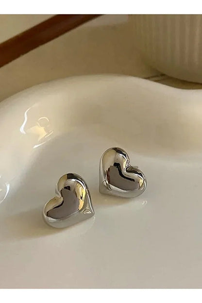 Silver Heart Earrings for Women Elegant Minimal Daily Jewelry