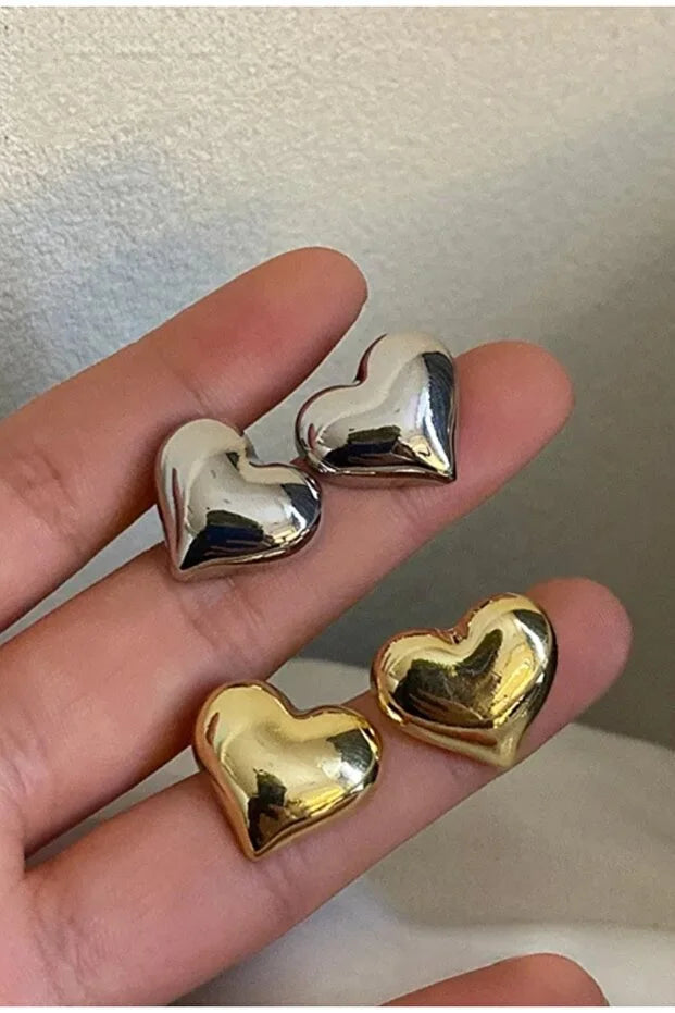 Silver Heart Earrings for Women Elegant Minimal Daily Jewelry