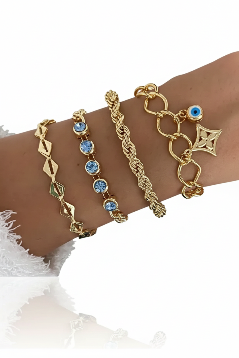 Turquoise Beaded Bracelet Set – Layered Stackable Boho Bracelet Combo