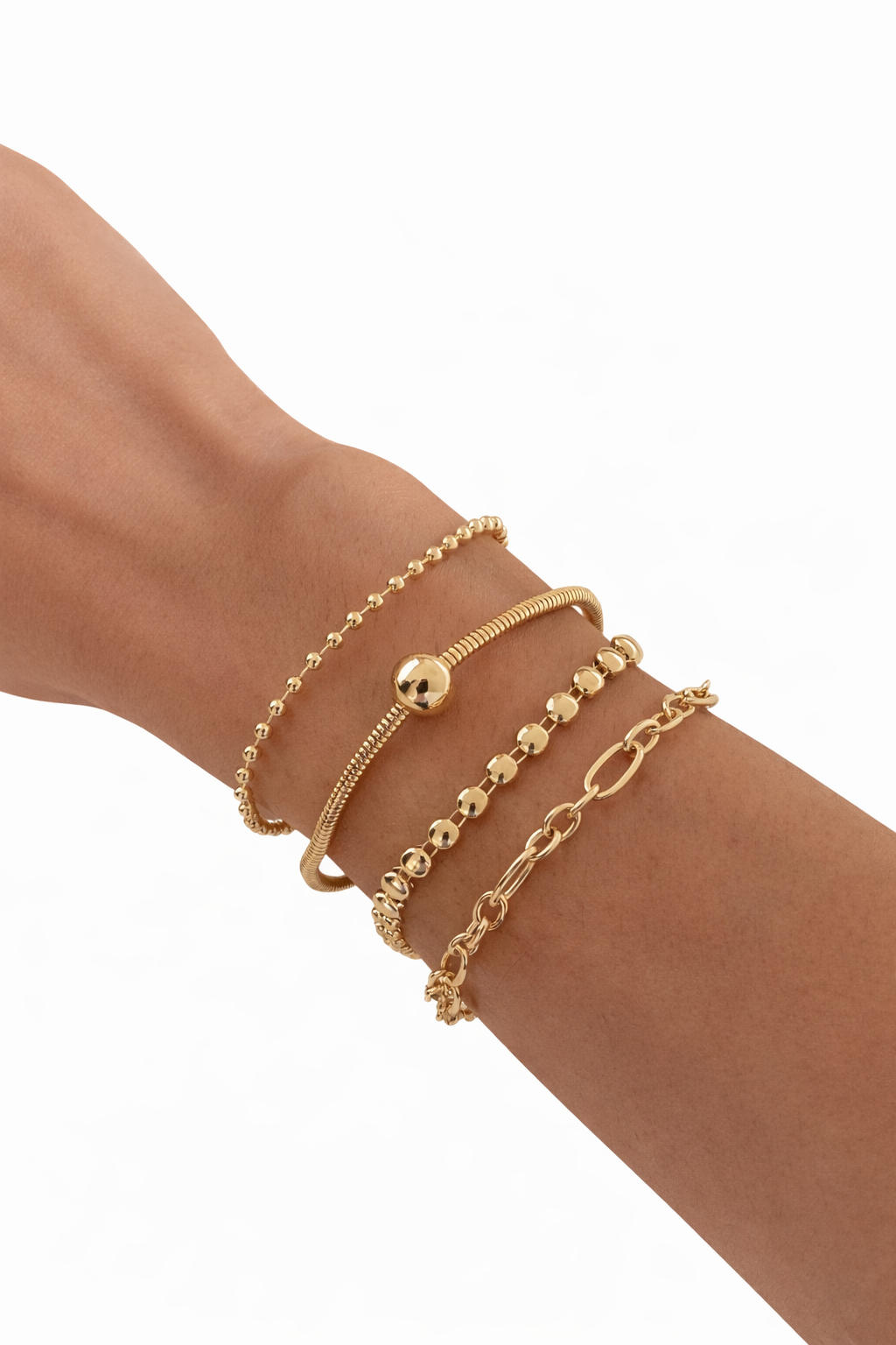 Sport Layered Bracelet Set Adjustable Four Piece Stackable Casual