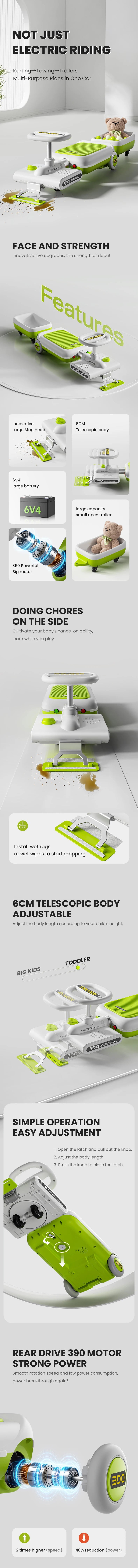 Electric Floor Scrubber, Fully Automatic Multifunctional, Children's Go Kart, Four-wheel, Children's Toy Bike, Drift Bike