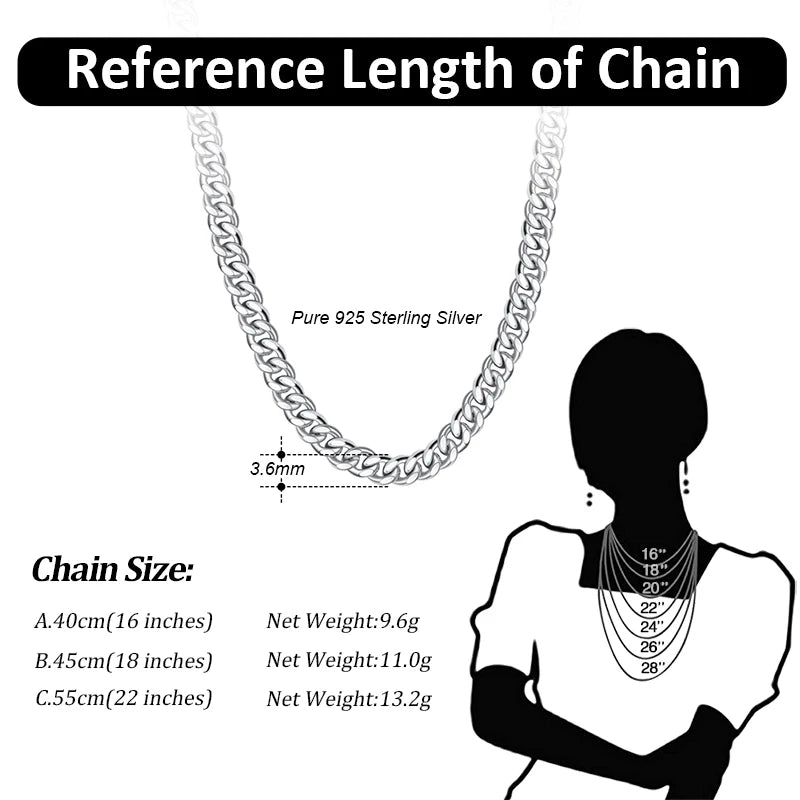ORSA JEWELS 925 Sterling Silver Basic Punk Necklace for Men Women Curb Cuban Link Chain Chokers Vintage Punk Boy Male Gifts SC37