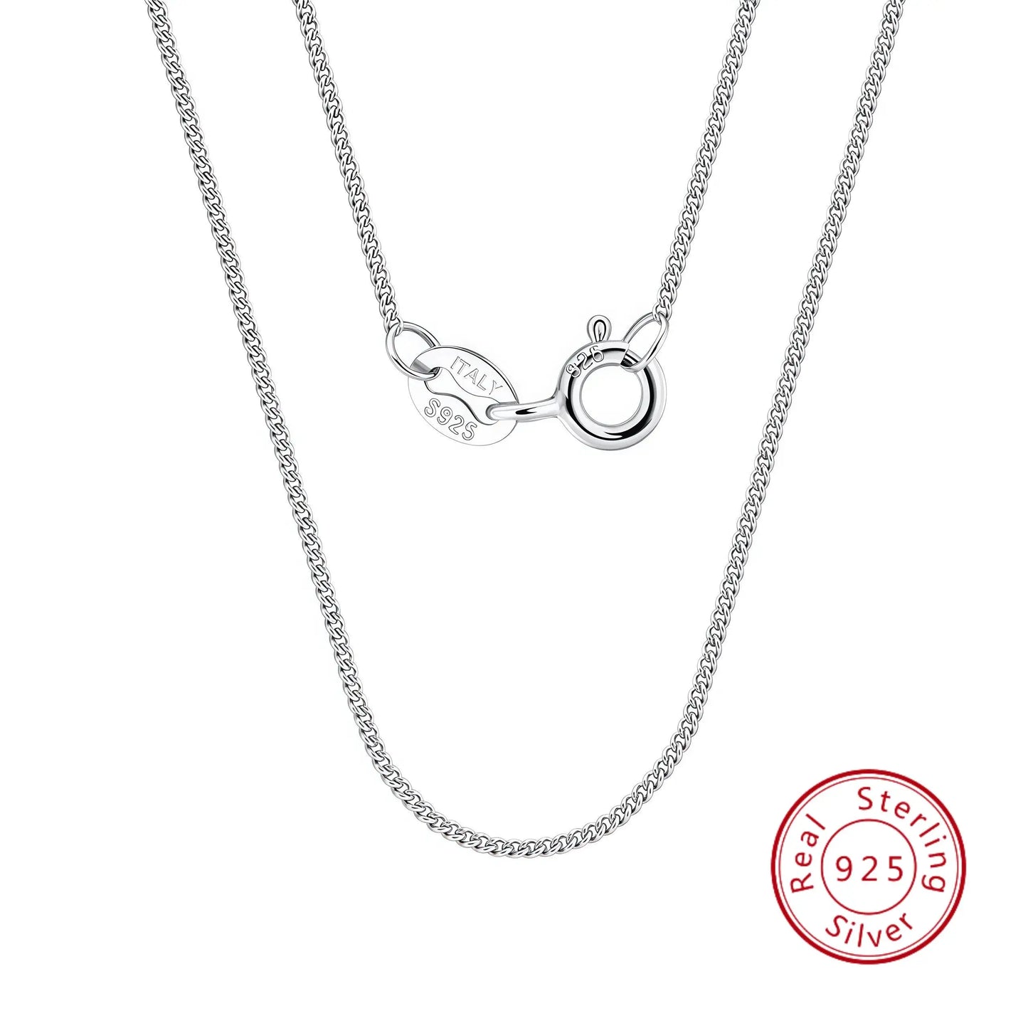 Sterling Silver 925 Chain Jewelry 1mm 1.5mm Rhodium Gold Plate Laminated Miami Cuban Link Chain Necklace for Men Women