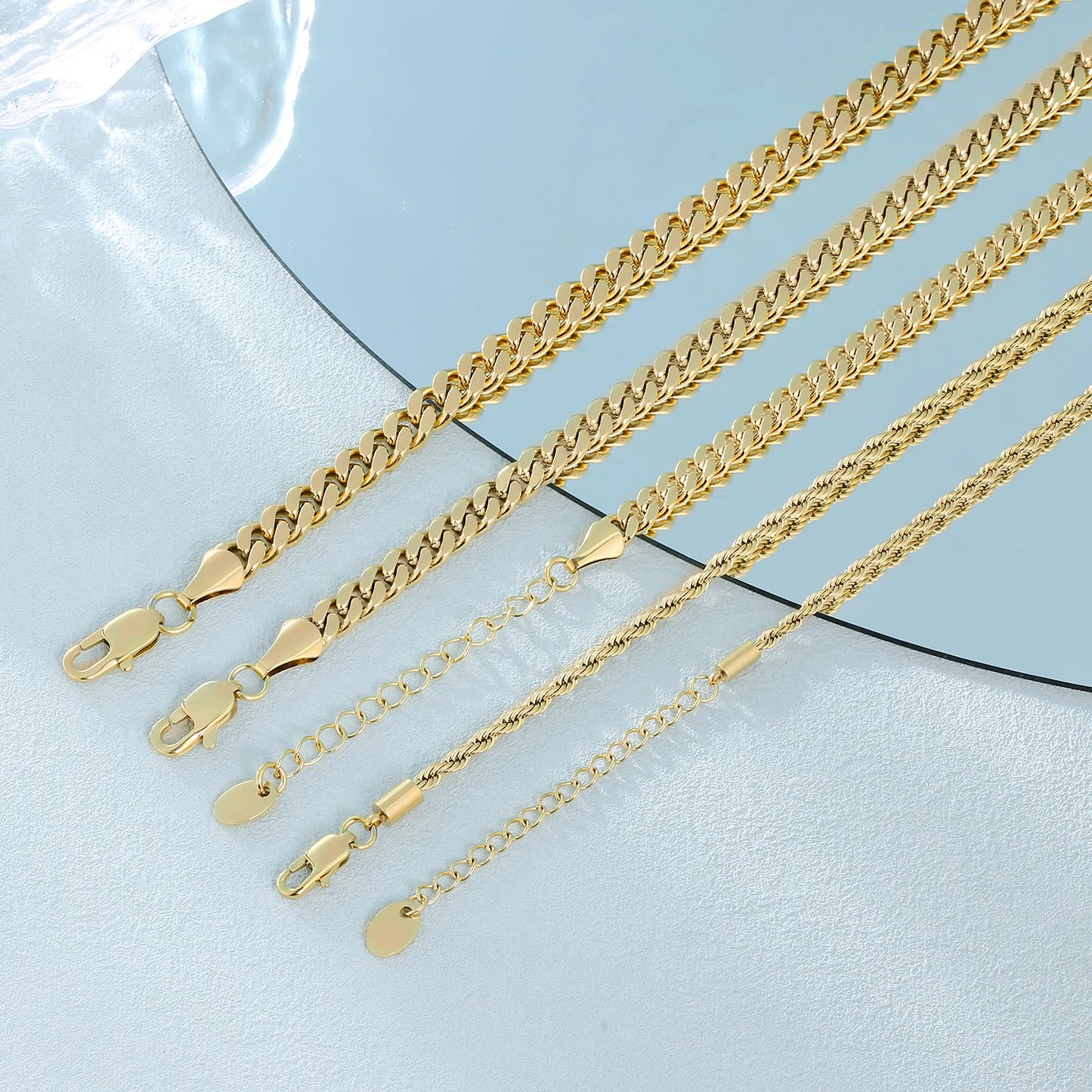 14K Gold Plated Flat Curb Link Ankle Bracelets Ladies Jewelry Gift Beach Summer Waterproof Chunky Cuban Chain Anklet for Women