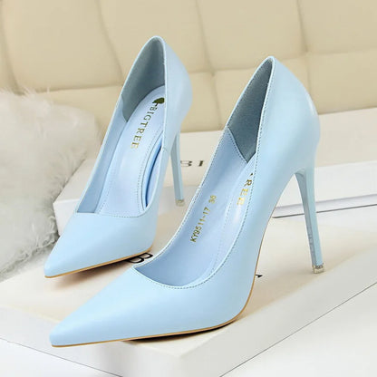 New Women Slippers Korean Fashion Simple Shallow Pointed Mouth Thin High Heel Sandals Mature Women Sandals