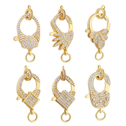 Juya DIY Jewelry Accessories Gold Zirconia Clasps Bracelets Connectors For Handmade Jewellery Makings