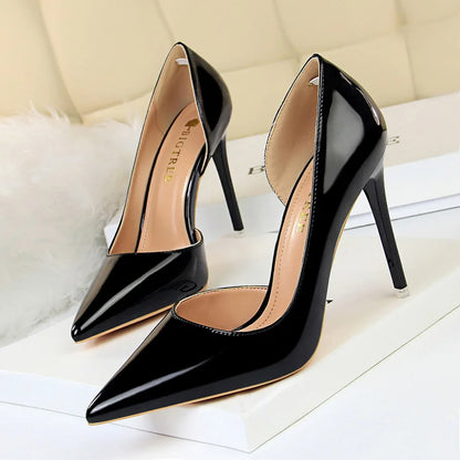18188-1 Trendy High Heels Shoes for Women Slip-On Pointed Toed Shallow Mouth Stiletto Office Heels Pump Wedding Shoes for Bride