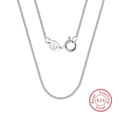 Sterling Silver 925 Chain Jewelry 1mm 1.5mm Rhodium Gold Plate Laminated Miami Cuban Link Chain Necklace for Men Women