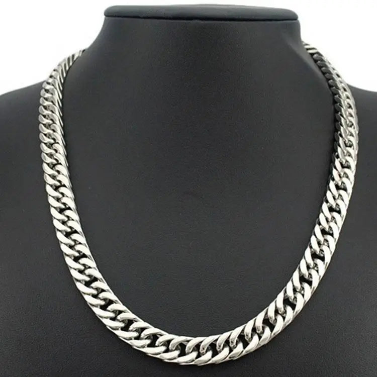 Popular Double Linked 4 Side Polished Stainless Steel Thick Cuban Chain Necklace