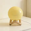 Modern Round Ball Soft Glow Wooden Stand Base Lamp Cute Kids Room Decor Light Cream Style Bedroom Desktop Ambient Lamp