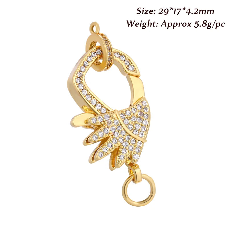 Juya DIY Jewelry Accessories Gold Zirconia Clasps Bracelets Connectors For Handmade Jewellery Makings