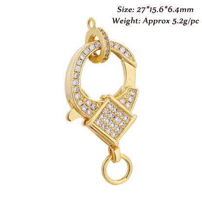 Juya DIY Jewelry Accessories Gold Zirconia Clasps Bracelets Connectors For Handmade Jewellery Makings