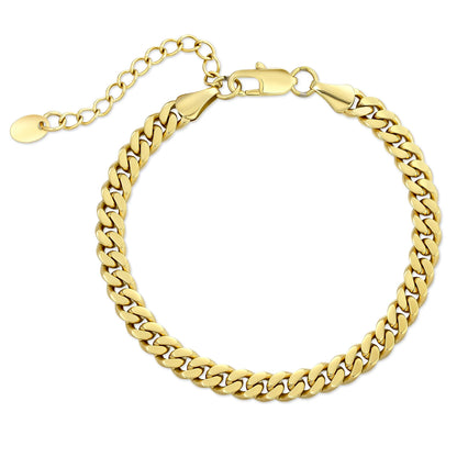 14K Gold Plated Flat Curb Link Ankle Bracelets Ladies Jewelry Gift Beach Summer Waterproof Chunky Cuban Chain Anklet for Women