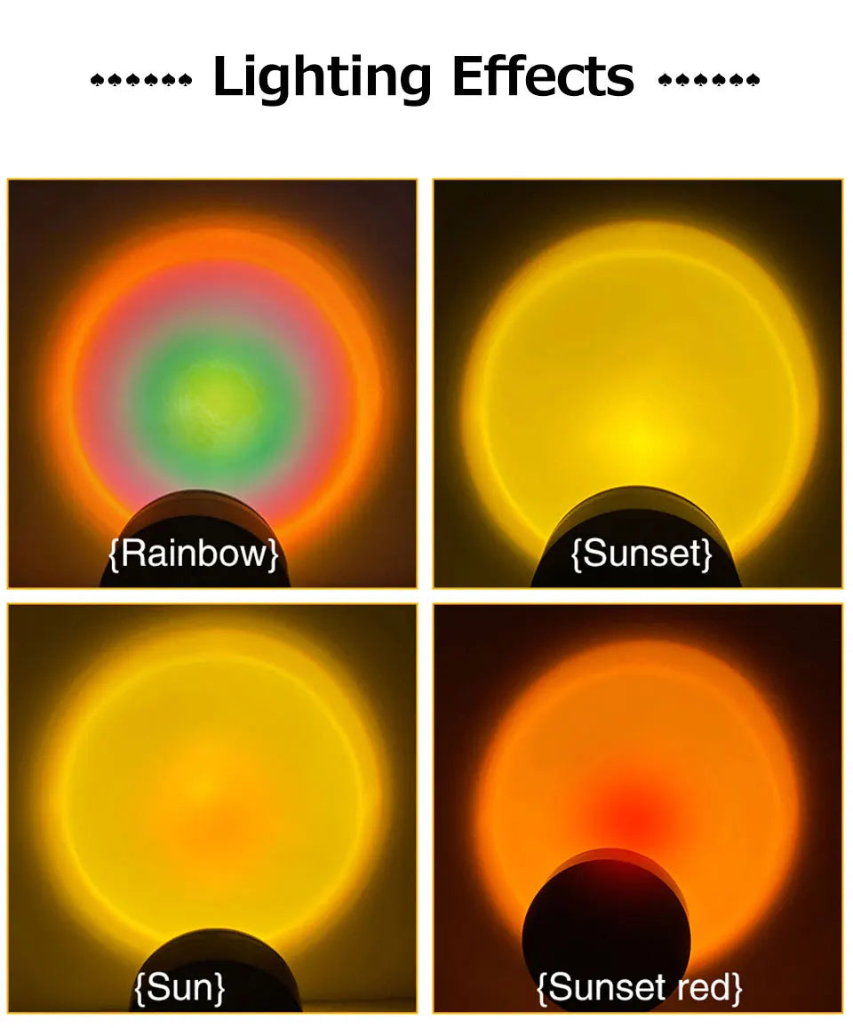 LED Sunset Lamp Nightlights USB Projector Birthday Party Decoration Mood Lights For Bedroom Living Room Wall Photography