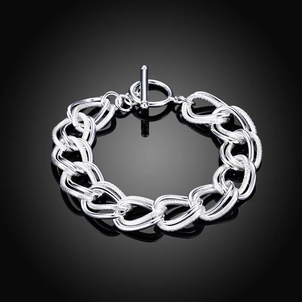 Fine Noble 925 Sterling Silver Solid Chain Bracelet For Women Men Charm Party Gift Wedding party Fashion Jewelry