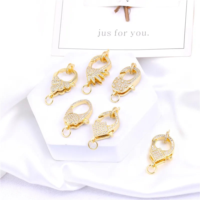 Juya DIY Jewelry Accessories Gold Zirconia Clasps Bracelets Connectors For Handmade Jewellery Makings