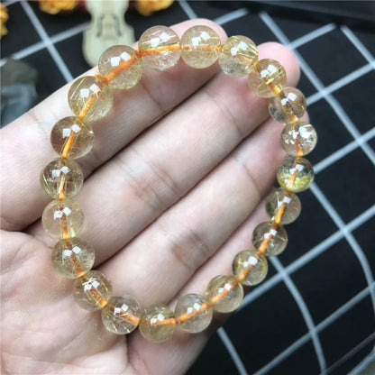 9mm Natural Gold Rutilated Bracelet Jewelry For Woman Lady Man Healing Wealth Gift Crystal Beads Quartz Gemstone Strands AAAAA