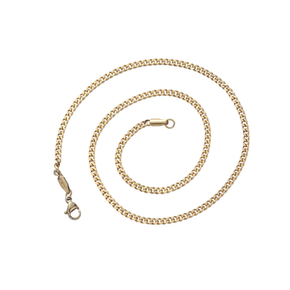 SC013  3mm Stainless Steel Cuban Link Chain Hip Hop Chain Necklace