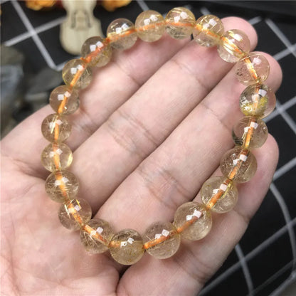 9mm Natural Gold Rutilated Bracelet Jewelry For Woman Lady Man Healing Wealth Gift Crystal Beads Quartz Gemstone Strands AAAAA
