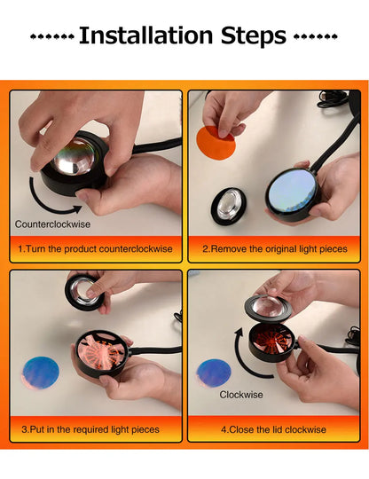 LED Sunset Lamp Nightlights USB Projector Birthday Party Decoration Mood Lights For Bedroom Living Room Wall Photography