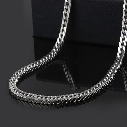Popular Double Linked 4 Side Polished Stainless Steel Thick Cuban Chain Necklace