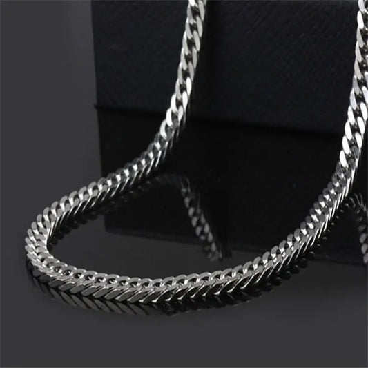 Popular Double Linked 4 Side Polished Stainless Steel Thick Cuban Chain Necklace