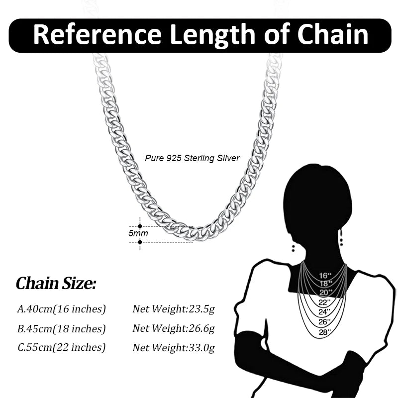 ORSA JEWELS 925 Sterling Silver Basic Punk Necklace for Men Women Curb Cuban Link Chain Chokers Vintage Punk Boy Male Gifts SC37