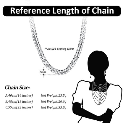 ORSA JEWELS 925 Sterling Silver Basic Punk Necklace for Men Women Curb Cuban Link Chain Chokers Vintage Punk Boy Male Gifts SC37