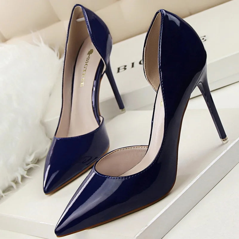 Candy Color Thin High Heels Pumps Shoes Woman Side Empty Stilettos Women Heels Shoes Party Office Wedding Shoes for Lady WSH4117