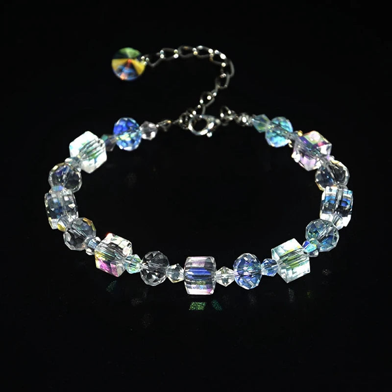 Ins Beaded Simple Flash Bracelet Square/ Crystal Bracelet Exquisite Luxury Fashion Girlfriends NewBracelet Female Fresh Style