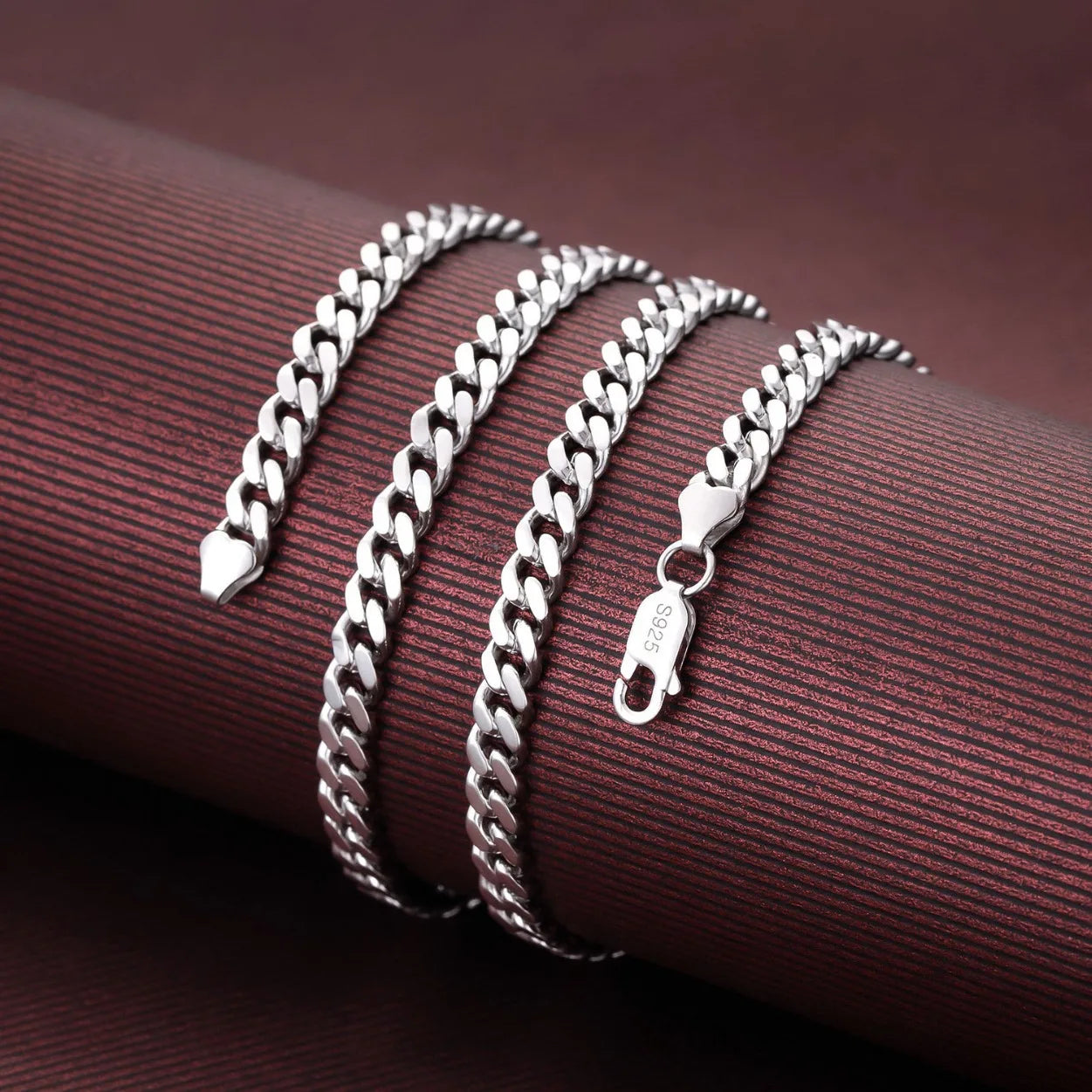 Sterling Silver 925 Chain Jewelry 1mm 1.5mm Rhodium Gold Plate Laminated Miami Cuban Link Chain Necklace for Men Women