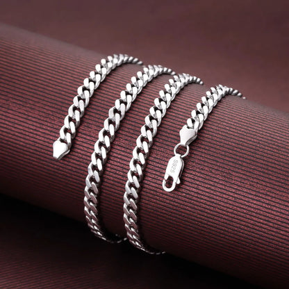 Sterling Silver 925 Chain Jewelry 1mm 1.5mm Rhodium Gold Plate Laminated Miami Cuban Link Chain Necklace for Men Women