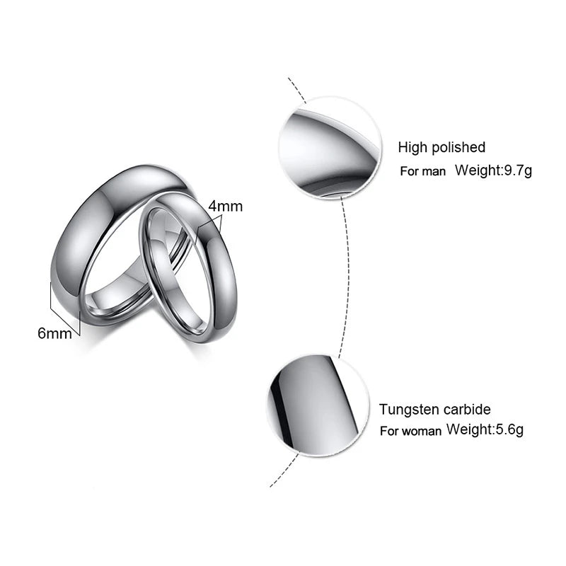 Vnox Anti Scratch Tungsten Wedding Rings for Women Men Simple Classic Wedding Bands for Couples Basic Jewelry