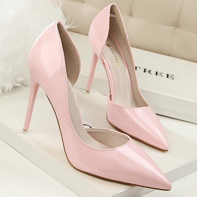 Candy Color Thin High Heels Pumps Shoes Woman Side Empty Stilettos Women Heels Shoes Party Office Wedding Shoes for Lady WSH4117