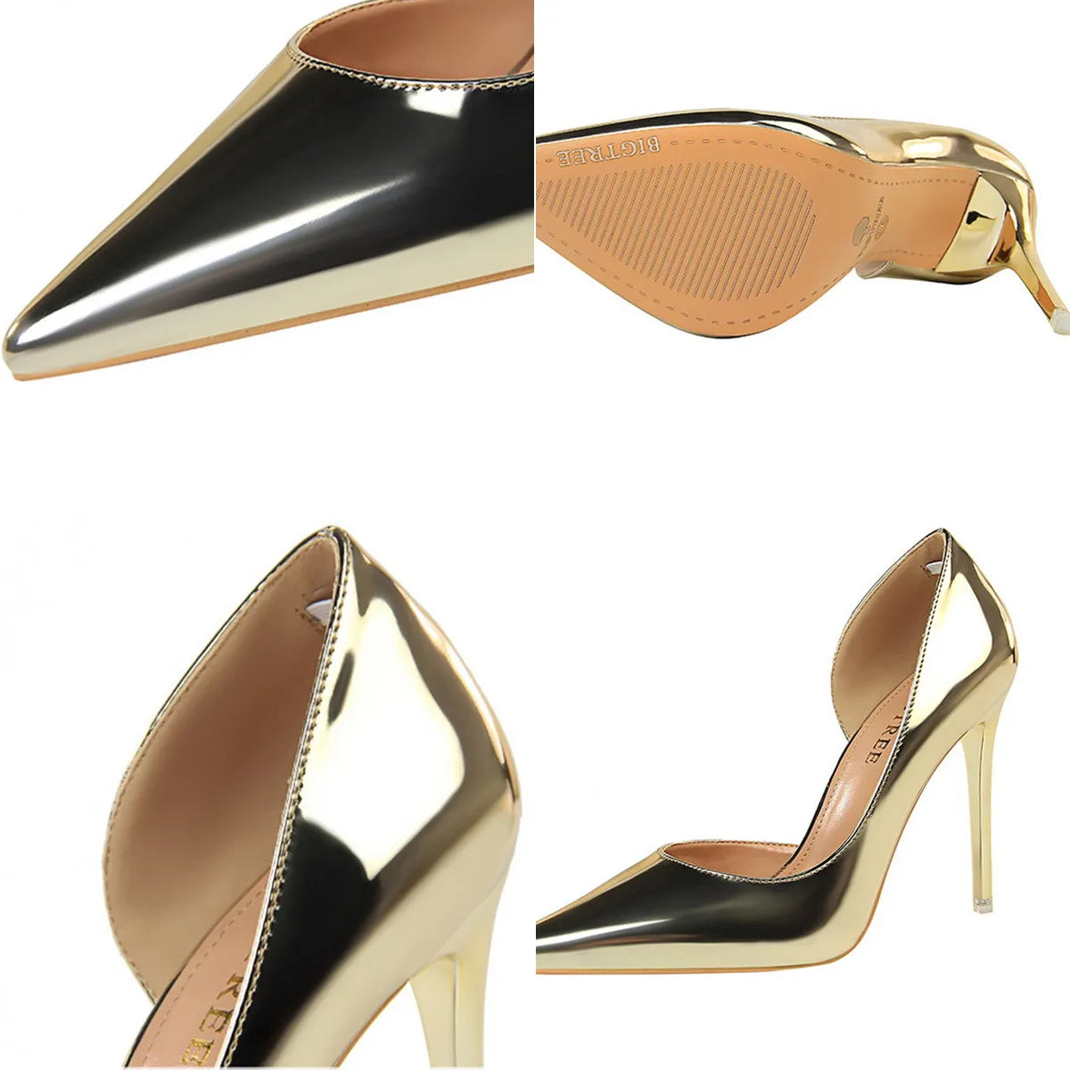 18188-1 Trendy High Heels Shoes for Women Slip-On Pointed Toed Shallow Mouth Stiletto Office Heels Pump Wedding Shoes for Bride