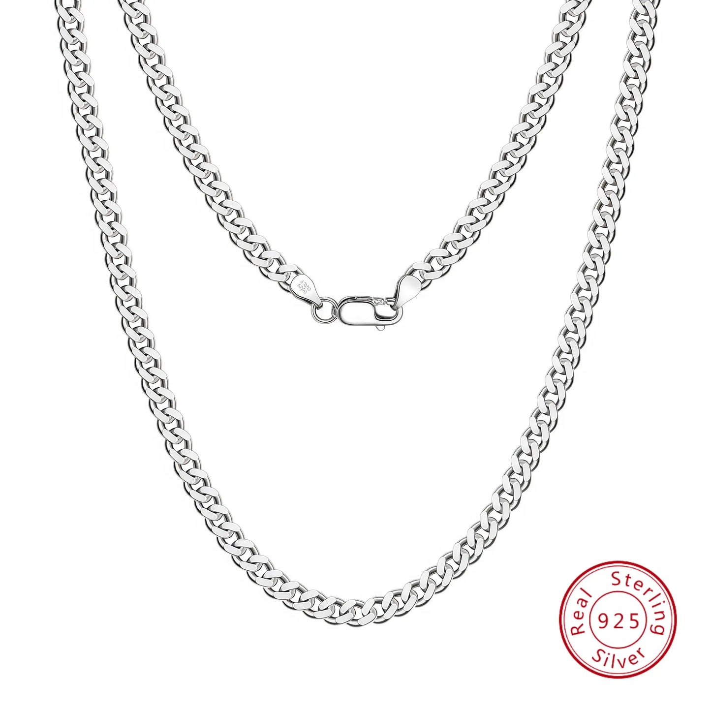 Sterling Silver 925 Chain Jewelry 1mm 1.5mm Rhodium Gold Plate Laminated Miami Cuban Link Chain Necklace for Men Women