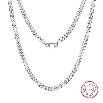 Sterling Silver 925 Chain Jewelry 1mm 1.5mm Rhodium Gold Plate Laminated Miami Cuban Link Chain Necklace for Men Women
